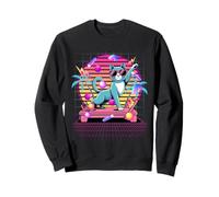 Mélangeur de Musique rétro Synthwave Cat DJ années 80 Sweatshirt