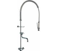 Delabie – Ensemble prélavage mélangeur monotrou, robinet bec télescopique, flexible+douchette blancs