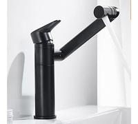 Mélangeur de Robinet de lavabo de Salle de Bains Noir Chaud et Froid à poignée Unique, Conception à Sept Lettres, Robinet de Purification d'eau à Rotation de 360 degrés