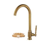 Mélangeur d'eau chaude et froide Antique en laiton, poignée unique rotative à 360 °, robinet d'évier de cuisine Compatible, lavabo pour