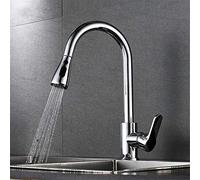 Mélangeur d'eau Chaude, Robinet de Cuisine, Robinet de Cuisine Tout en cuivre à Double rainure, tête de pulvérisation extractible à poignée Unique chromée polie.