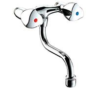 Mélangeur d'évier mural avec tête à clapet Long-life, mâle 15x21, entraxe 110mm à bec L120 Réf : D2670ET