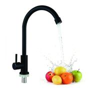 Mélangeur d'évier Noir, Robinet d'Évier de Cuisine, les Toilettes | Robinet en Acier Inoxydable, Robinet Froid Simple Antirouille pour la Cuisine, la Salle de Bain