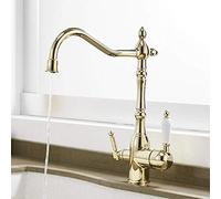 Mélangeur d'évier Tapchrome 3ways Filtre en laiton avec bec pivotant et 2 finales en or sans poilles pour la cuisine pour l'approvisionnement en eau potable Aqiong
