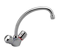 Mélangeur d'évier ULYSSE C monotrou avec bec tube orientable, têtes 15x21 à disques céramique, chromé Réf D1789AA