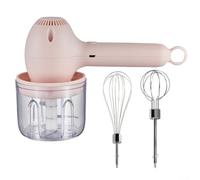 Mélangeur électrique portatif sans fil avec moteur de 30 W, rechargeable sans fil pour mixeur pour battre les œufs, hacher l'ail et écraser la cuisine, ergonomique (rose)