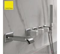 Mélangeur encastré 5 trous pour bain/douche ITALY Chromé et poignée Calacatta brillant - CRISTINA ONDYNA IT16551CC