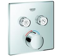 Mélangeur encastré Grohe SmartControl, deux vannes d'arrêt, rosace carrée, 2