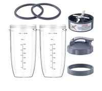 Mélangeur énorme de 32oz, 7 pièces, avec couvercle rabattable, anneau et lame d'extraction, Compatible for NutriBullet 600W/900W