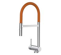 Mélangeur évier cuisine rabattable 6cm orientable - sous fenêtre bec pivotant poignée à gauche (Orange)