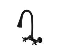 Mélangeur évier mural flexible à mémoire de forme MORAVA RETRO laiton noir mat