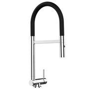 Mélangeur évier robinet cuisine rabattable 45mm bec NOIR orientable pivotant et douchette 2 jets // robinet sous fenêtre // Chromé