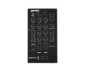 Mélangeur Gemini (MXR-01BT) | Mixeur DJ Bluetooth 2 canaux - Courbe de crossfader réglable - Commandes micro et écouteurs - Entièrement métallique