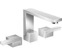 Mélangeur lavabo 3 trous AXOR Edge 130 avec vidage par pression, taille diamant, 46051000, Couleur: chrome
