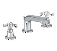 Mélangeur lavabo 3 trous Cléo 1889 E24306-CP avec vidage, style rétro poignées croix, Chrome - JACOB DELAFON