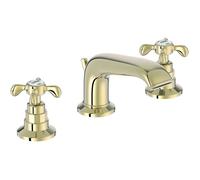 Jacob Delafon E24306-BGG Mélangeur lavabo 3 Trous Cléo 1889 avec Vidage, Style rétro poignées croix céramique, Or Beige, Standard
