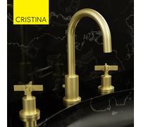 Mélangeur lavabo 3 trous Or Brossé Cross Road - CRISTINA ONDYNA CR20596P