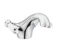 Mélangeur Lavabo MANOLIA Chromé - Bec Fixe - Aérateur Économie d’Eau - Têtes Céramique 1/4T - Poignées Métal