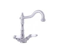 Mélangeur lavabo rétro MORAVA pivotant en chrome poignée en céramique