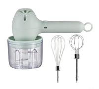 Mélangeur manuel eltrique sans fil - Batteur à œufs - Batteur à ail - Presse-purée - Avec câble USB - Moteur de 30 W - Pièces détachables - Vert
