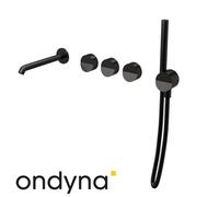 Mélangeur mural bain douche 5 trous chromé noir brossé PVD Piega - CRISTINA ONDYNA PA16575I