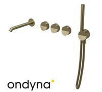 Mélangeur mural bain douche 5 trous or brossé PVD Piega - CRISTINA ONDYNA PA16596I