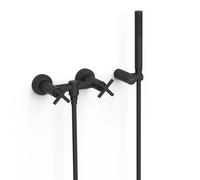 Mélangeur mural douche Douchette à main anticalcaire en laiton Noir mat - TRES 28316301NM