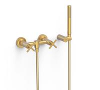 Mélangeur mural douche Douchette à main anticalcaire en laiton Or Mat 24K - TRES 28316301OM