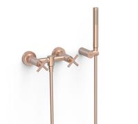 Mélangeur mural douche Douchette à main anticalcaire en laiton Or Rose Mat 24K - TRES 28316301OPM