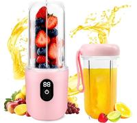 Mélangeur portable, presse-agrumes électrique portable avec affichage numérique, batterie 1500 mAh, utilisation sans fil, tête de coupe SUS 16 feuilles, grande vitesse - pour voiture/camping/bureau