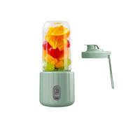 Mélangeur portatif en plastique avec couvercle rabattable, Mini presse-agrumes électrique USB à 6 lames for Smoothies, mélange de glace et de jus(Groen)