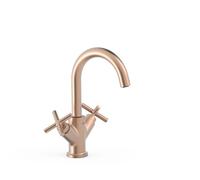 Mélangeur pour lavaboAvec volants. Flexibles d’alimentation G3/8. Or Rose Mat 24K - TRES 28310301OPM