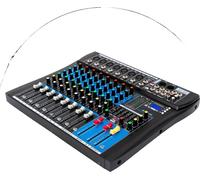 Mélangeur professionnel 8 canaux, connectivité Bluetooth, égaliseur cinq bandes, contrôle en temps réel, bleu