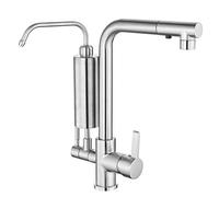 Mélangeur robinets de Cuisine 3 Voies Extensibles robinets de Cuisine en Laiton purificateur d'eau Filtre élément de Cuisine robinets à 360 ° pivotant
