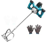 Mélangeur sans fil pour peinture et béton, compatible avec batterie Makita 18 V (sans batterie), mélangeur de mortier sans balais avec 6 vitesses et gants, pour mélanger les aliments, le mortier, la