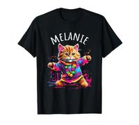 Melanie Chat Dansant pour Fille Nom Melanie T-Shirt Graphique avec Valeur