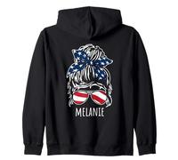 Melanie Messy Hair Chignon avec lunettes de soleil ruban USA Sweat à Capuche