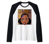 Melanin Black History Month Juneteenth Queen Brown Skin Girl Manche Raglan
