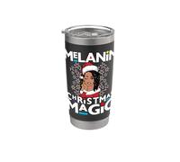 Melanin Christmas Magic Black Mrs Claus Dreads Butterly Star Gobelet isotherme en acier inoxydable double paroi