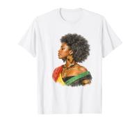 Melanin Femme Afro Cheveux Ankh Afrique Map Boucle d'oreille T-Shirt