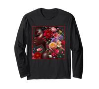 Melanin Floral Woman Black History Month African American Manche Longue