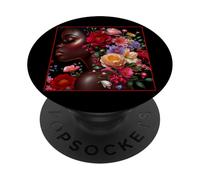 Melanin Floral Woman Black History Month African American PopSockets PopGrip Adhésif