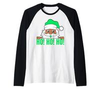 Melanine Santa Ho Ho Ho Black Girl Magic Brown Skin Boy Funny Manche Raglan