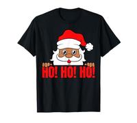Melanine Santa Ho Ho Ho Black Girl Magic Brown Skin Boy Funny T-Shirt