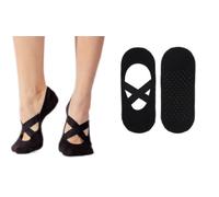 melankoli Girls Socks 6-8 Years Old Grip Socks Pilates Yoga Dance Barre Ballet Non Slip Crew (1 Pair of Yoga Black)