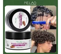 MELAO Crème coiffante à l'huile de ricin noir, convient aux cheveux naturels | Crème coiffante pour boucles, boucles spiralées et ondulations | Crème coiffante hydratante enrichie au beurre de karité
