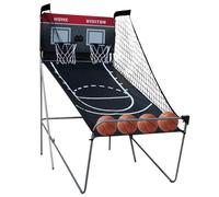 MELAQULY Machine de basket-ball électronique avec 4 balles, 8 modes de jeu et 2 paniers de basket, pliable pour l'intérieur et l'extérieur