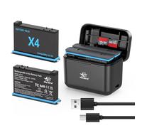 melasta Li-ION Batterie de Rechange et Chargeur pour la Caméra Insta360 X4, 3.85V 2500mAh avec 2 Batteries et 1 Chargeur (Double Ports)