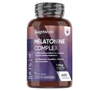 Melatonine 1,9mg 400 Comprimés Vegan, Mélatonine Complexe avec Magnésium, Vitamine B6, Passiflore et Camomille pour Adultes, Format Voyage sans Accoutumance et sans Stéarate de Magnésium