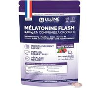 Mélatonine Flash 1,9mg | + Passiflore, GABA | Action rapide | 360 comprimés | | Endormissement rapide, Sommeil profond, Jet-lag | Comprimés à croquer goût naturel fruits rouges